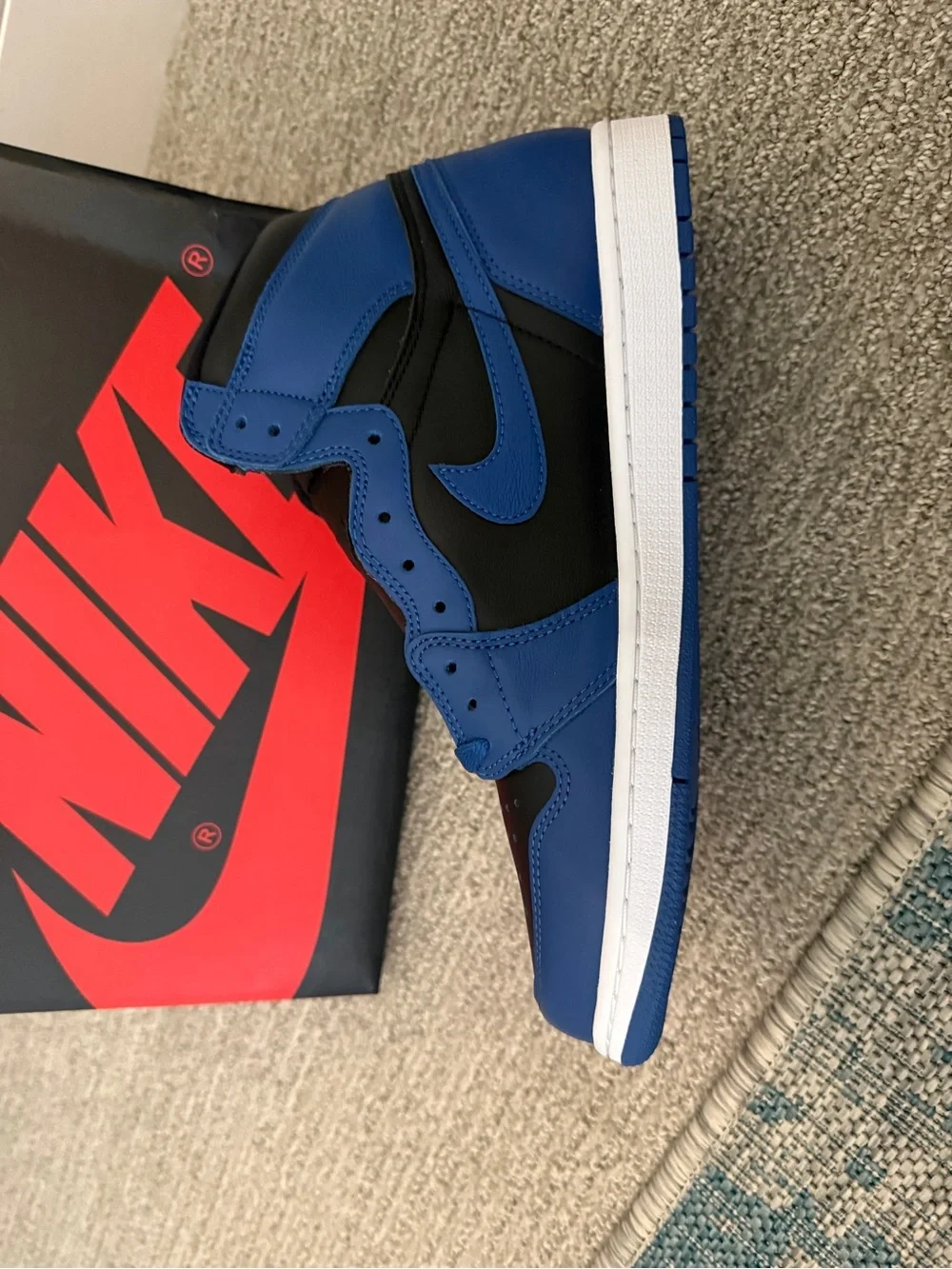 Nike Air Jordan 1 Mid in Black and Royal Blue